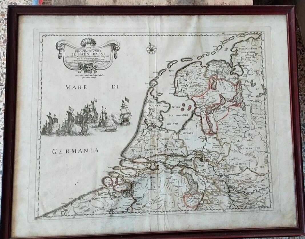 Mappa 1672 Province Dei Paesi Bassi De Rossi /Sanson Originale Antica