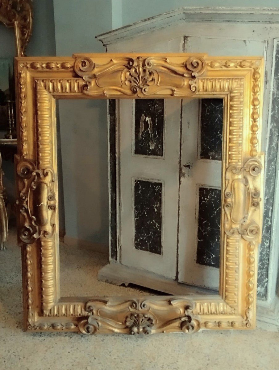 Grande cornice legno dorato e intagliato XIX secolo
