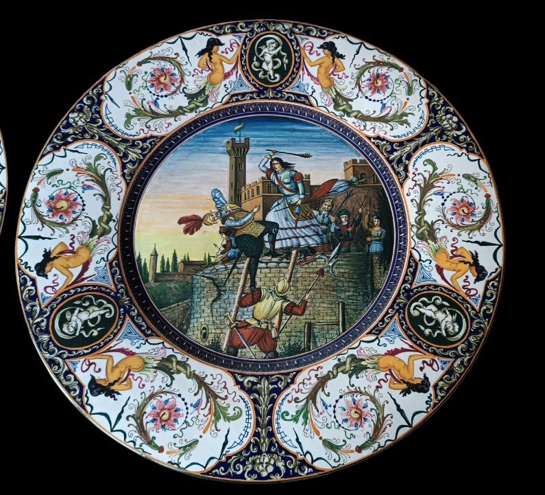 Grandissimo piatto da parata maiolica anni 20 Faenza Giuseppe Fiumi - 57 cm