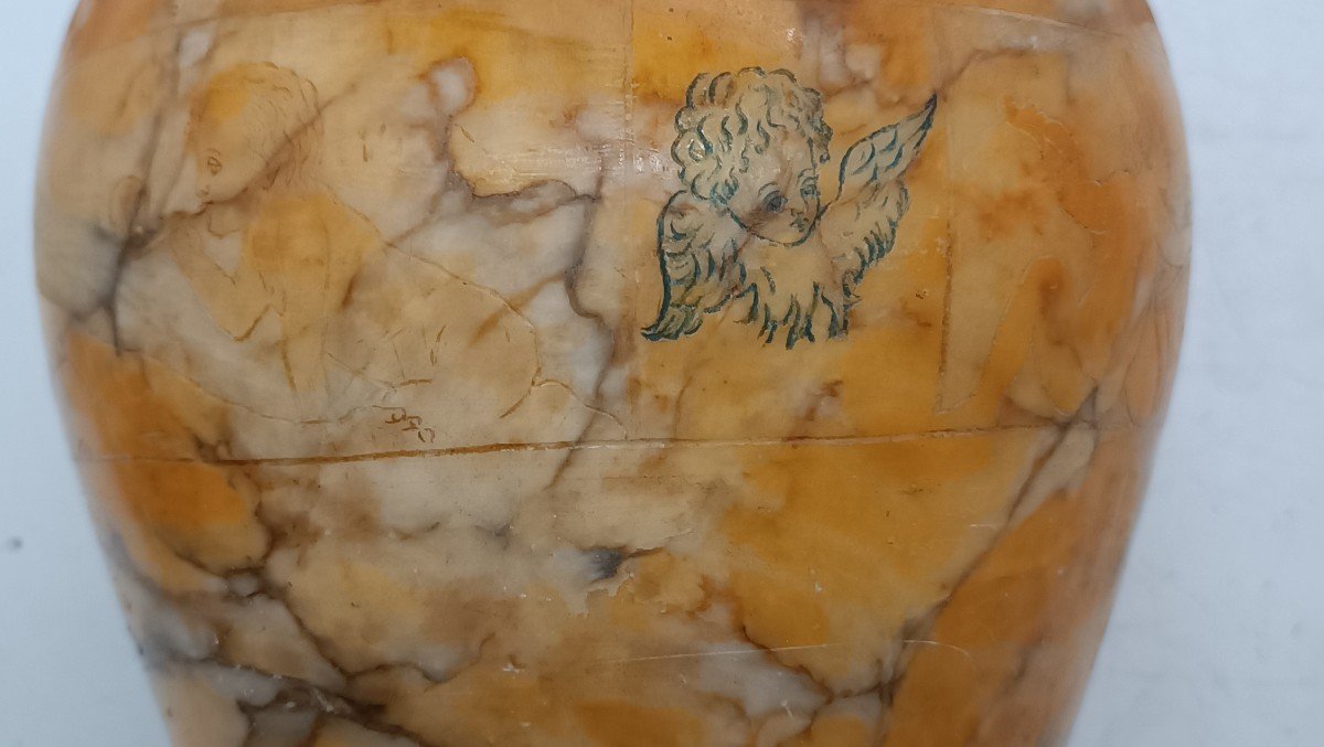 Vaso alabastro antico graffito Volterra XIX secolo-photo-5
