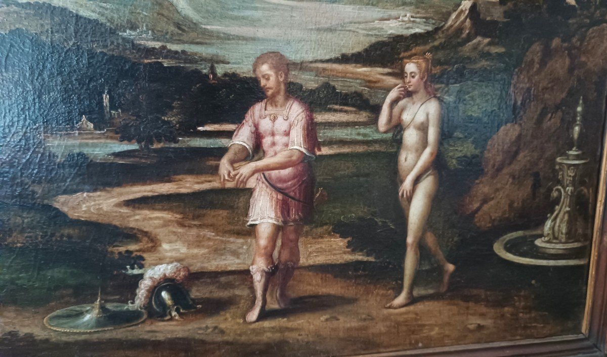 Coppia dipinti antichi -Soggetto mitologico-Scuola romana -XVII secolo-photo-6