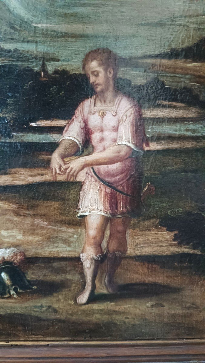 Coppia dipinti antichi -Soggetto mitologico-Scuola romana -XVII secolo-photo-7