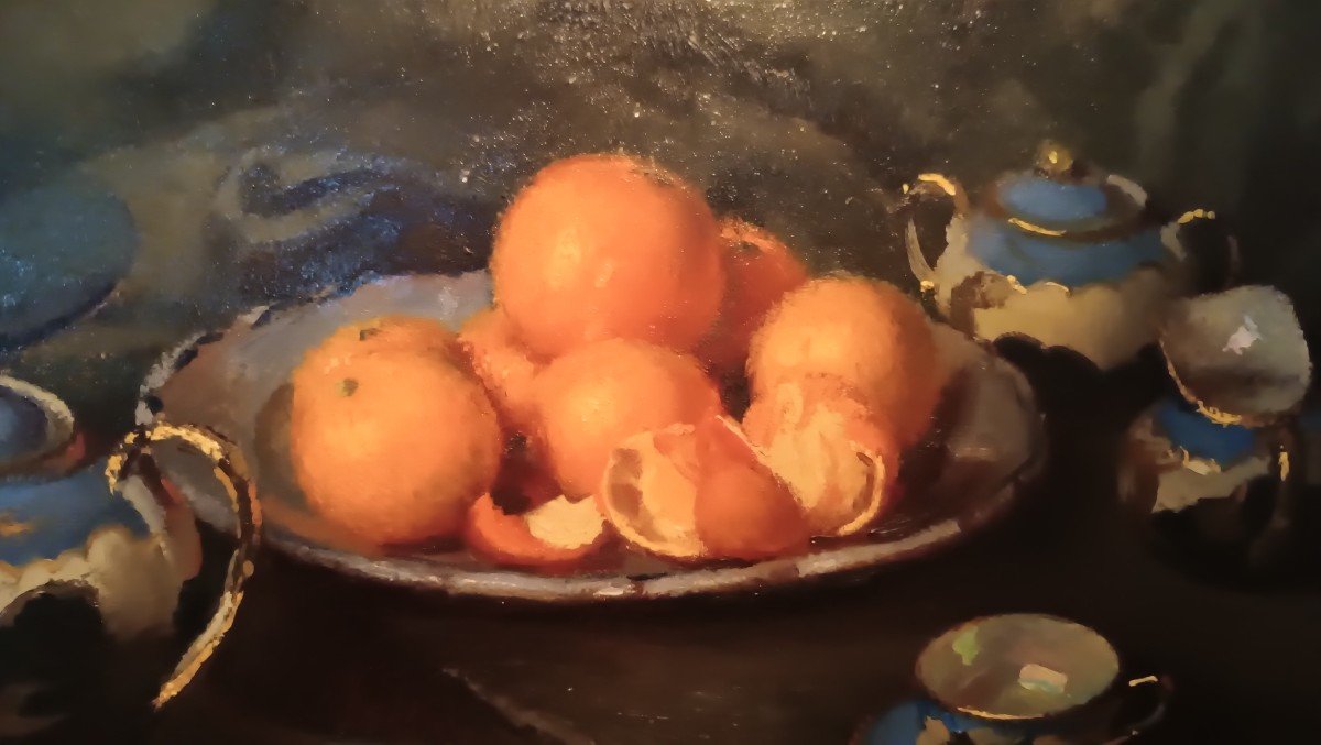 Dipinto olio su tela  natura morta aranci- 1937-photo-2