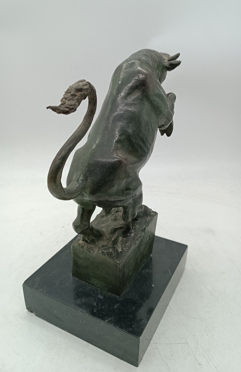 Scultura bronzo raffigurante TORO -Michelangelo Monti anni 30-photo-2