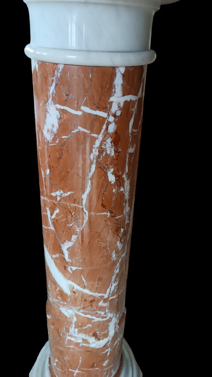 Grande colonna marmo rosso verona e bianco carrara XIX secolo-photo-3