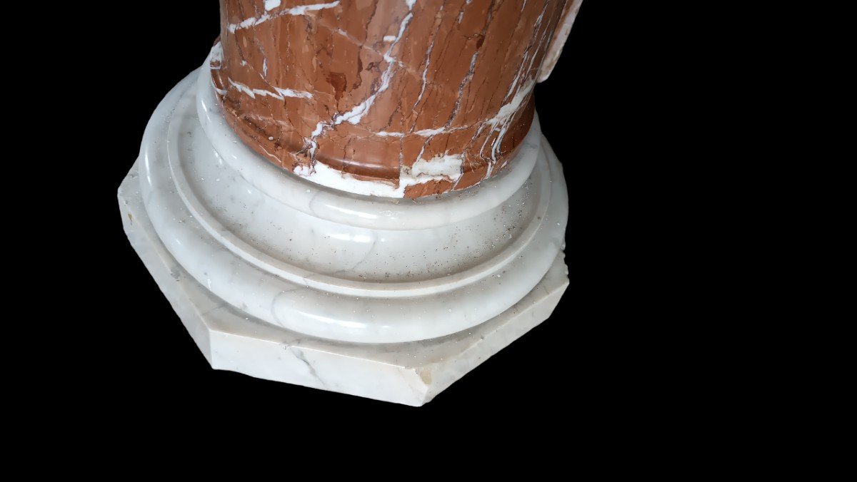 Grande colonna marmo rosso verona e bianco carrara XIX secolo-photo-1
