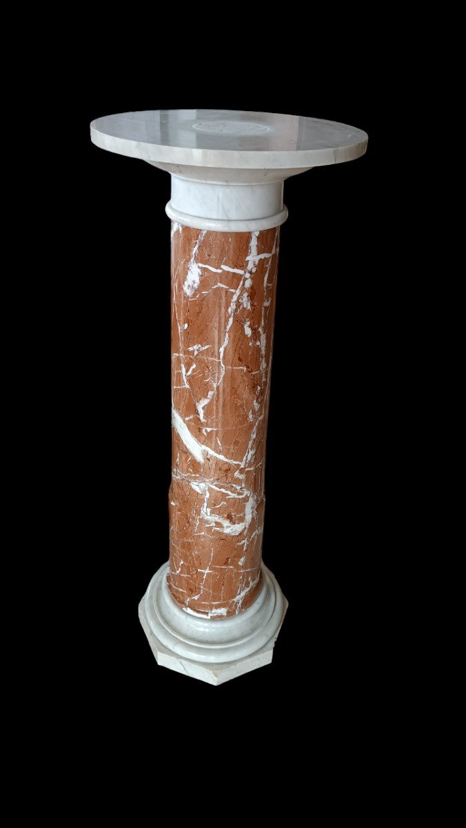 Grande colonna marmo rosso verona e bianco carrara XIX secolo