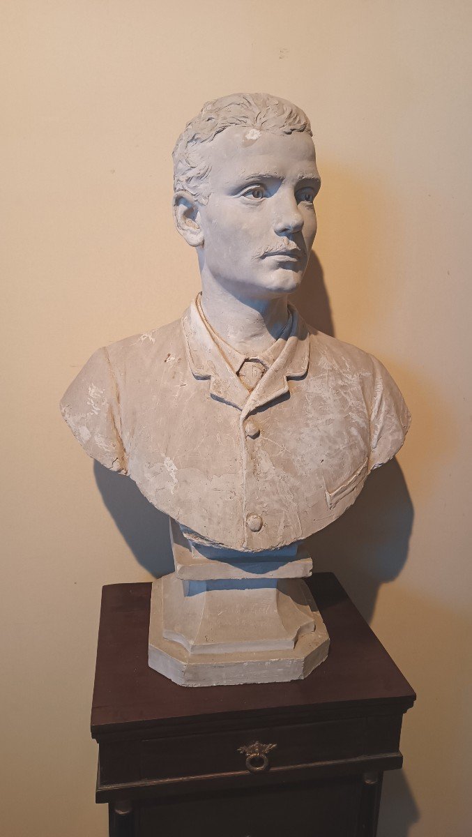 Grande busto in gesso ritratto virile,firmato 1886--photo-3