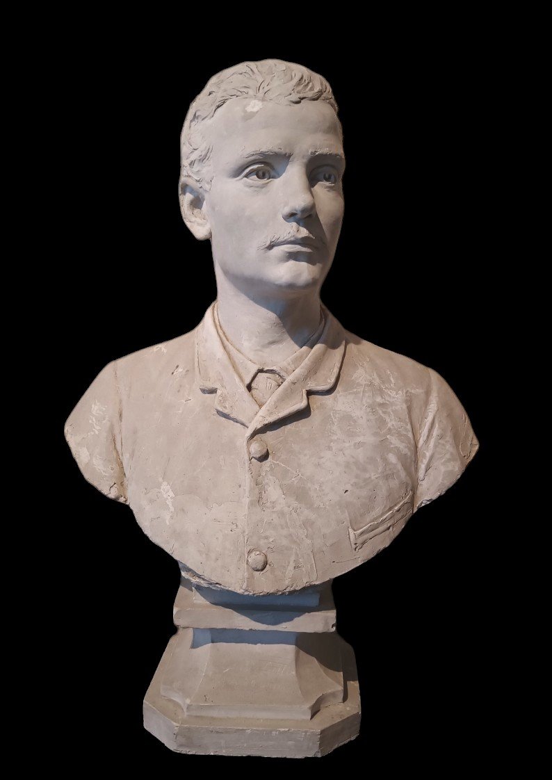 Grande busto in gesso ritratto virile,firmato 1886-