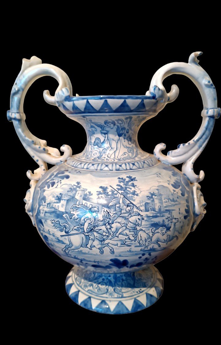 Eccezionale coppia di vasi in maiolica -Savona XVIII secolo-photo-1