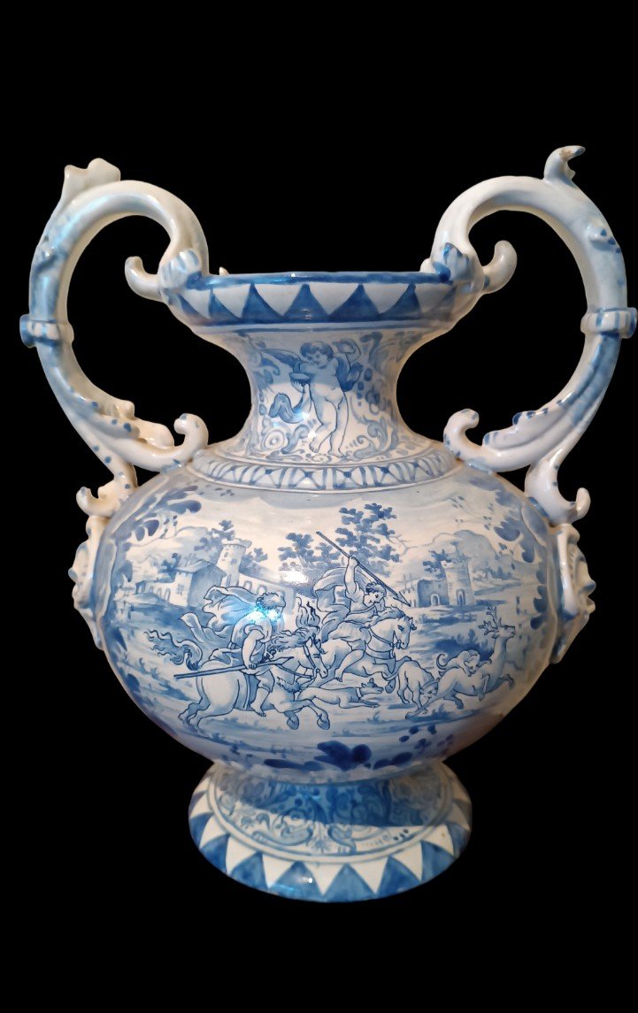 Eccezionale coppia di vasi in maiolica -Savona XVIII secolo-photo-3
