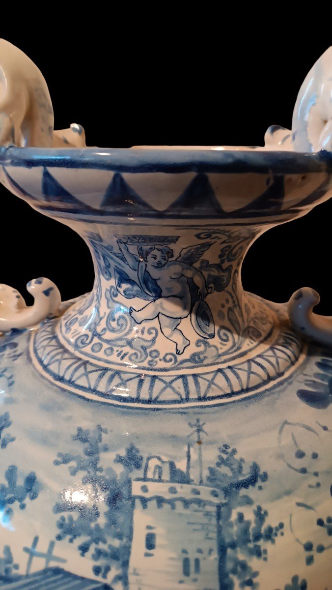 Eccezionale coppia di vasi in maiolica -Savona XVIII secolo-photo-5