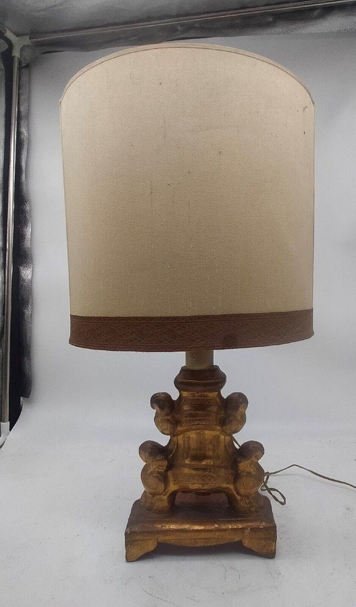  Lampada candeliere legno dorato inizi XIX secolo
