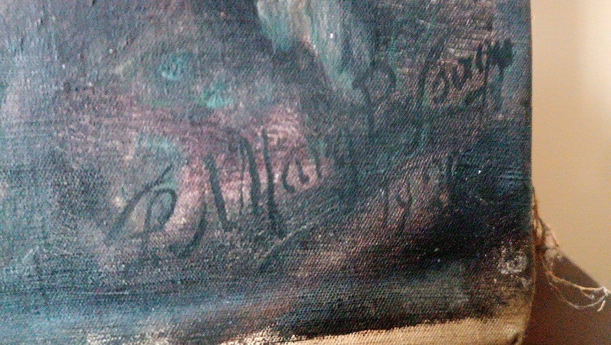 Grande DIPINTO ANTICO raffigurante cristo nei getsemani datato e firmato 1926-photo-3