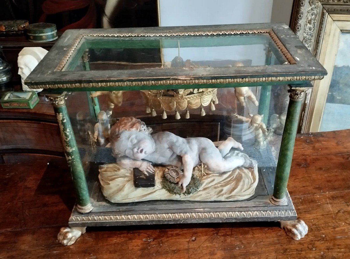 Eccezionale bambinello in teca XVIII secolo-photo-2