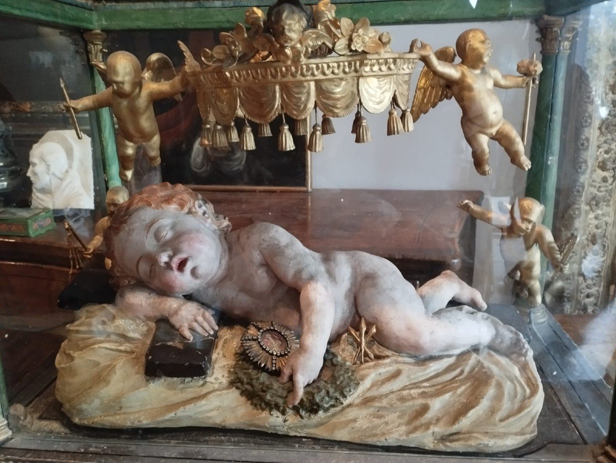 Eccezionale bambinello in teca XVIII secolo-photo-3