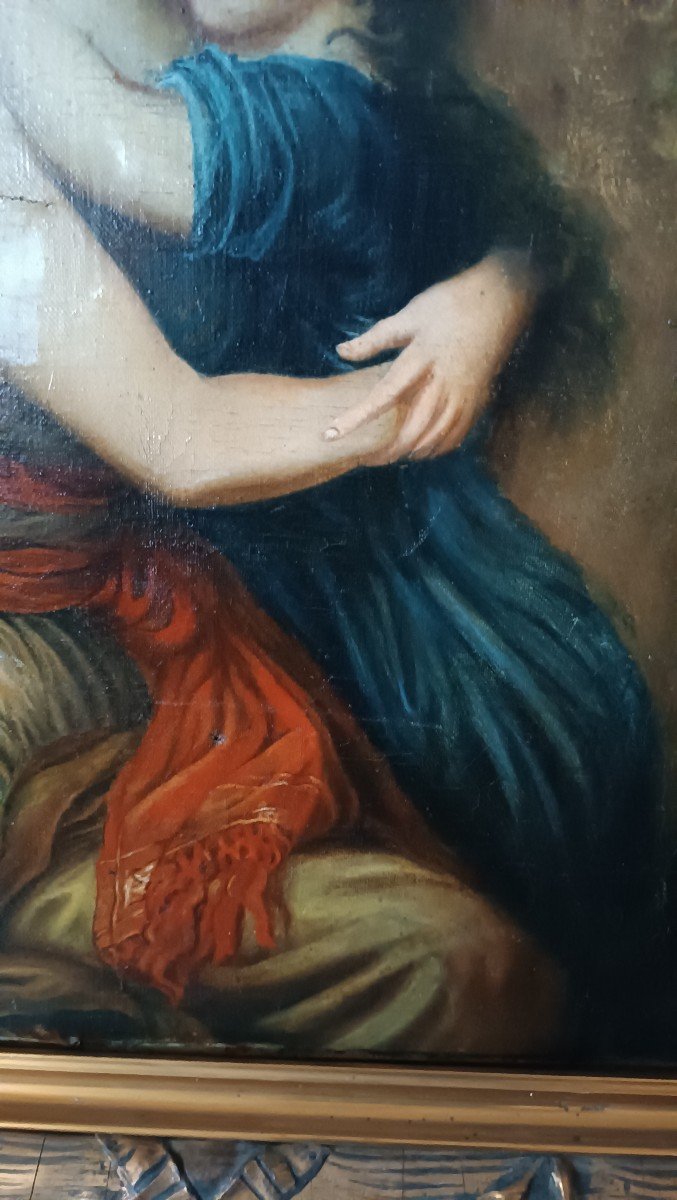 dipinto antico ritratto di famiglia XIX secolo "LEBRUN"-photo-2