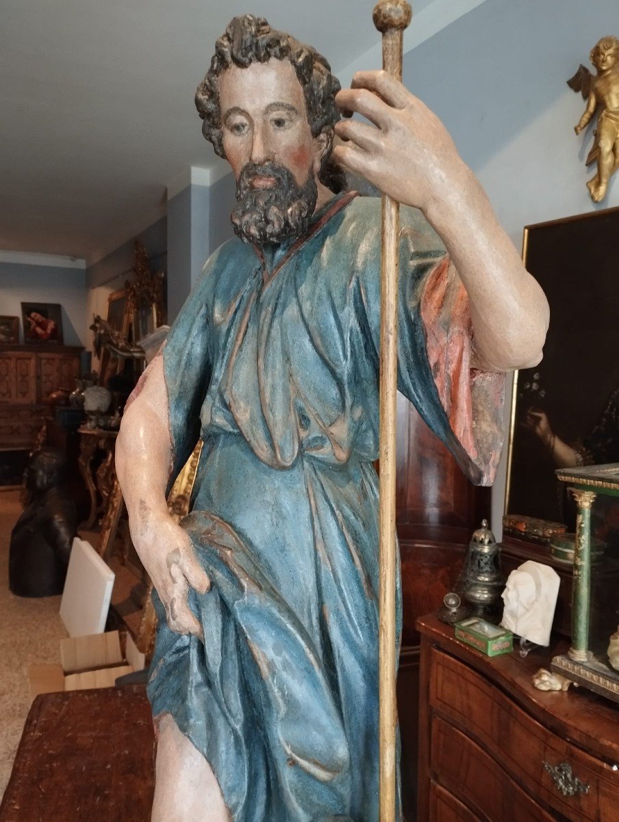 Grande scultura in legno policromo fine xvii secolo-SAN ROCCO-photo-4