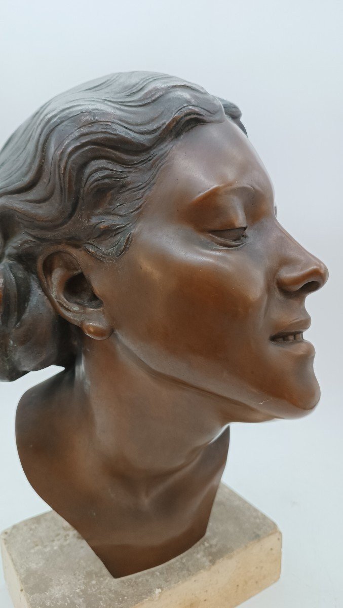 Scultura bronzo busto femminile di Attilio Torresini-photo-3