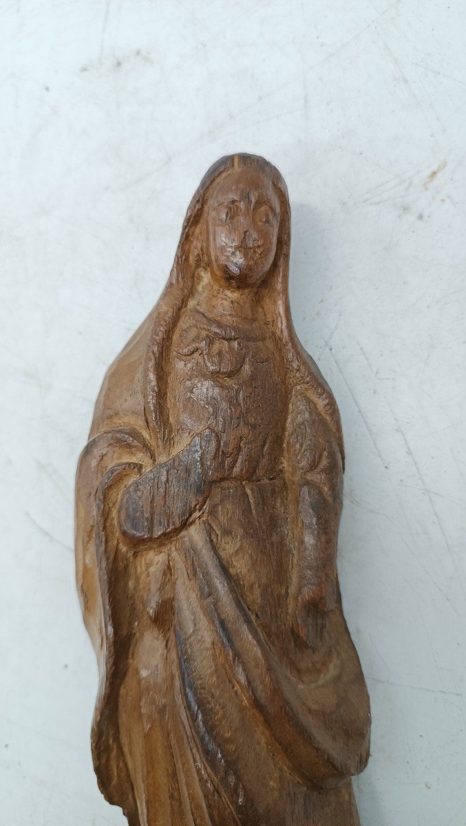 Antica Piccola scultura legno arte popolare Madonna XVIII secolo-photo-2