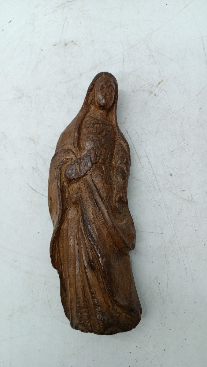 Antica Piccola scultura legno arte popolare Madonna XVIII secolo