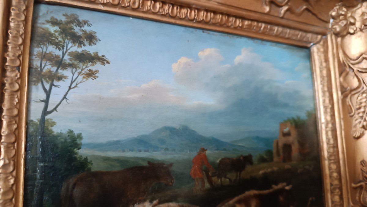 dipinto su tavola paesaggi bucolici XVIII secolo-photo-6