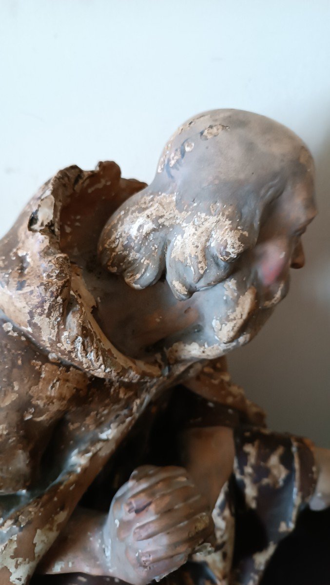 Grande scultura in gesso ,pastore da presepe della fine del XVIII secolo-photo-7
