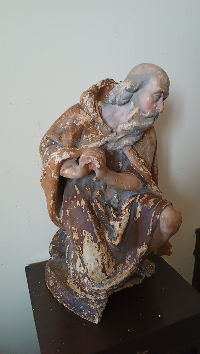 Grande scultura in gesso ,pastore da presepe della fine del XVIII secolo