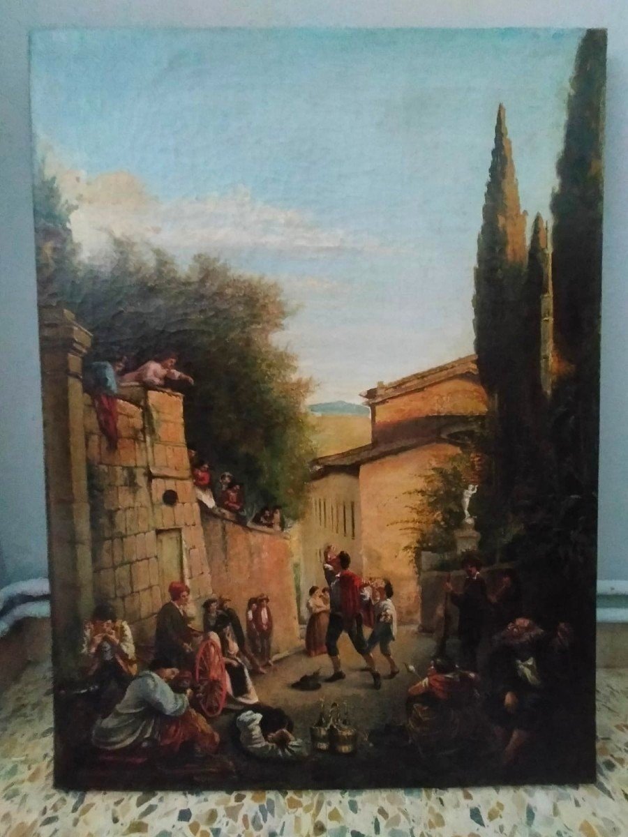 Dipinto olio su tela ,Venuta di garibaldi seconda meta' XIX secolo-photo-2