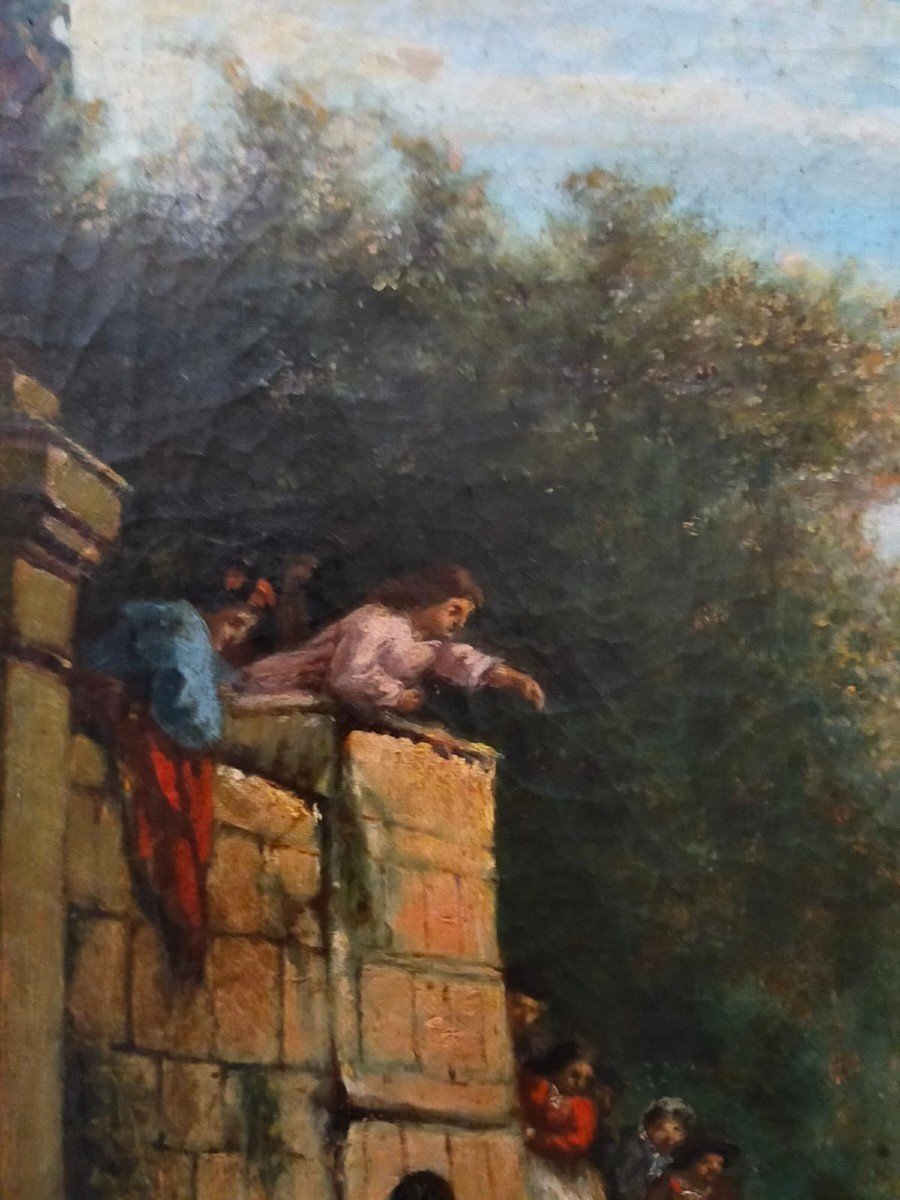 Dipinto olio su tela ,Venuta di garibaldi seconda meta' XIX secolo-photo-3