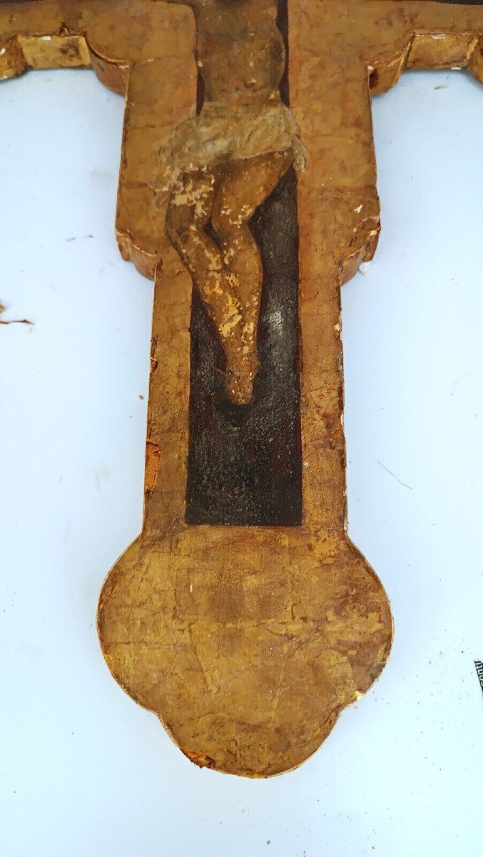 Dipinto tavola fondo oro crocifisso crocifissione cristo antico-photo-3