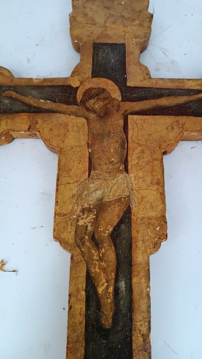 Dipinto tavola fondo oro crocifisso crocifissione cristo antico-photo-4