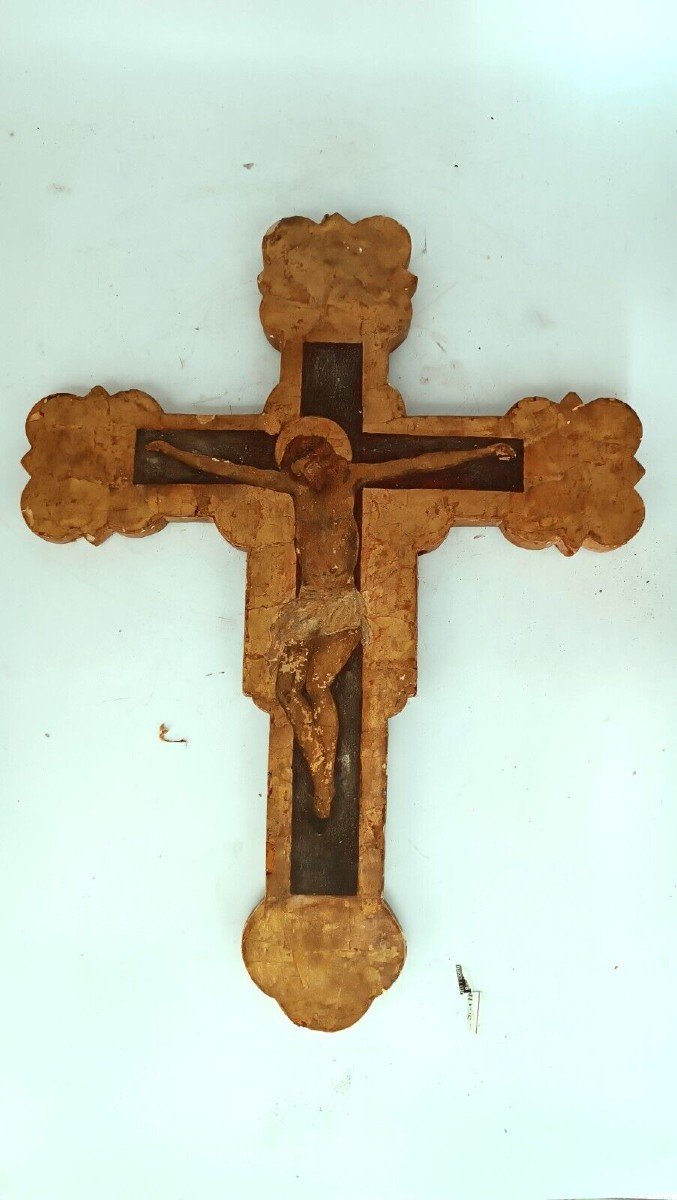 Dipinto tavola fondo oro crocifisso crocifissione cristo antico-photo-1