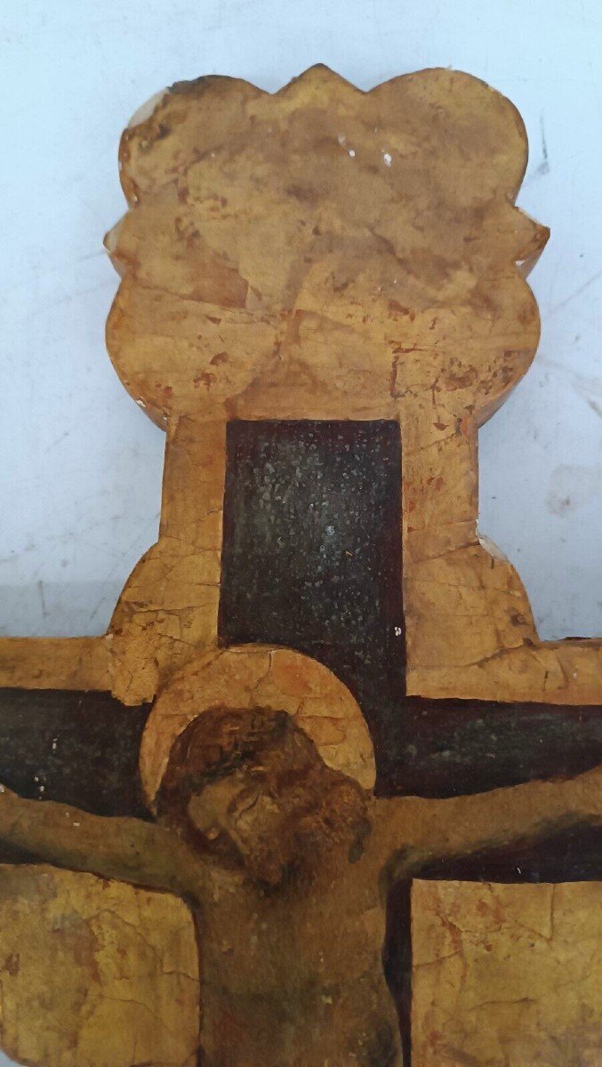 Dipinto tavola fondo oro crocifisso crocifissione cristo antico-photo-4