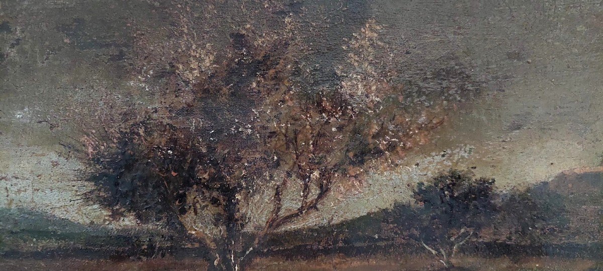 Dipinto olio su tela scuola italiana  XIX secolo ,cornice guilloche-photo-4