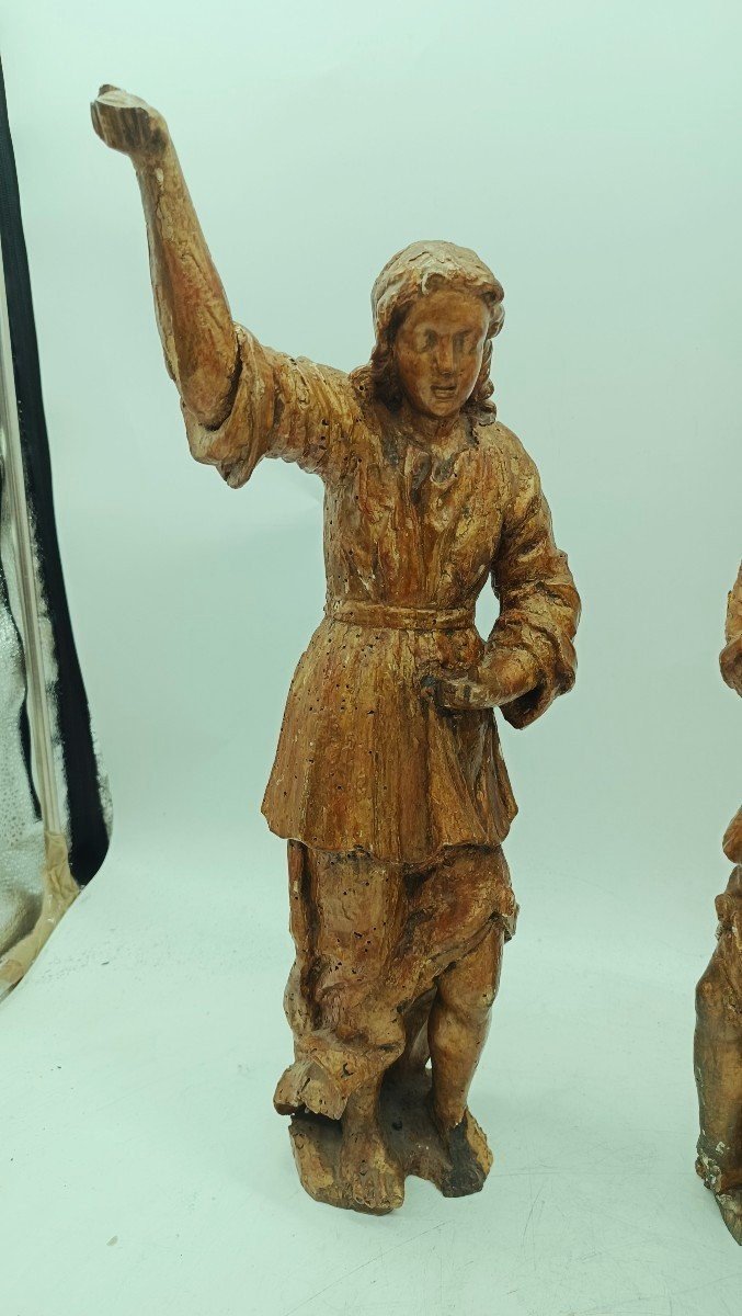 Antica Coppia sculture legno dorato angeli -photo-3