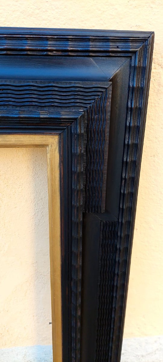 grande cornice in legno guillochè stile rinascimento , italiana,-photo-3