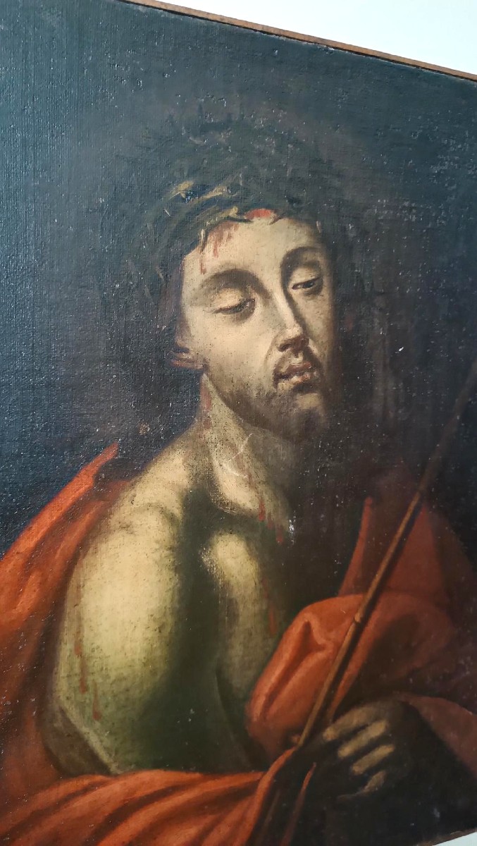 DIPINTO ANTICO OLIO SU TELA CRISTO XVII SECOLO SCUOLA ITALIANA-photo-1