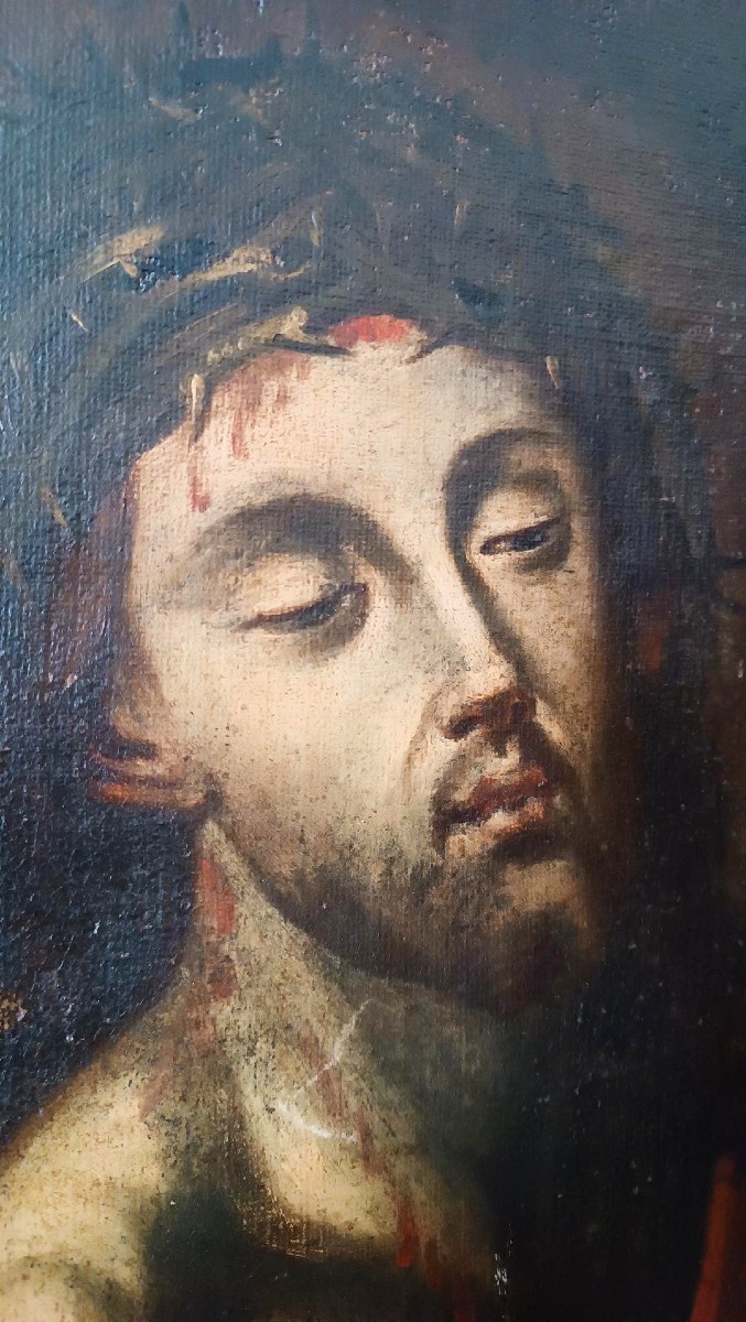 DIPINTO ANTICO OLIO SU TELA CRISTO XVII SECOLO SCUOLA ITALIANA-photo-4