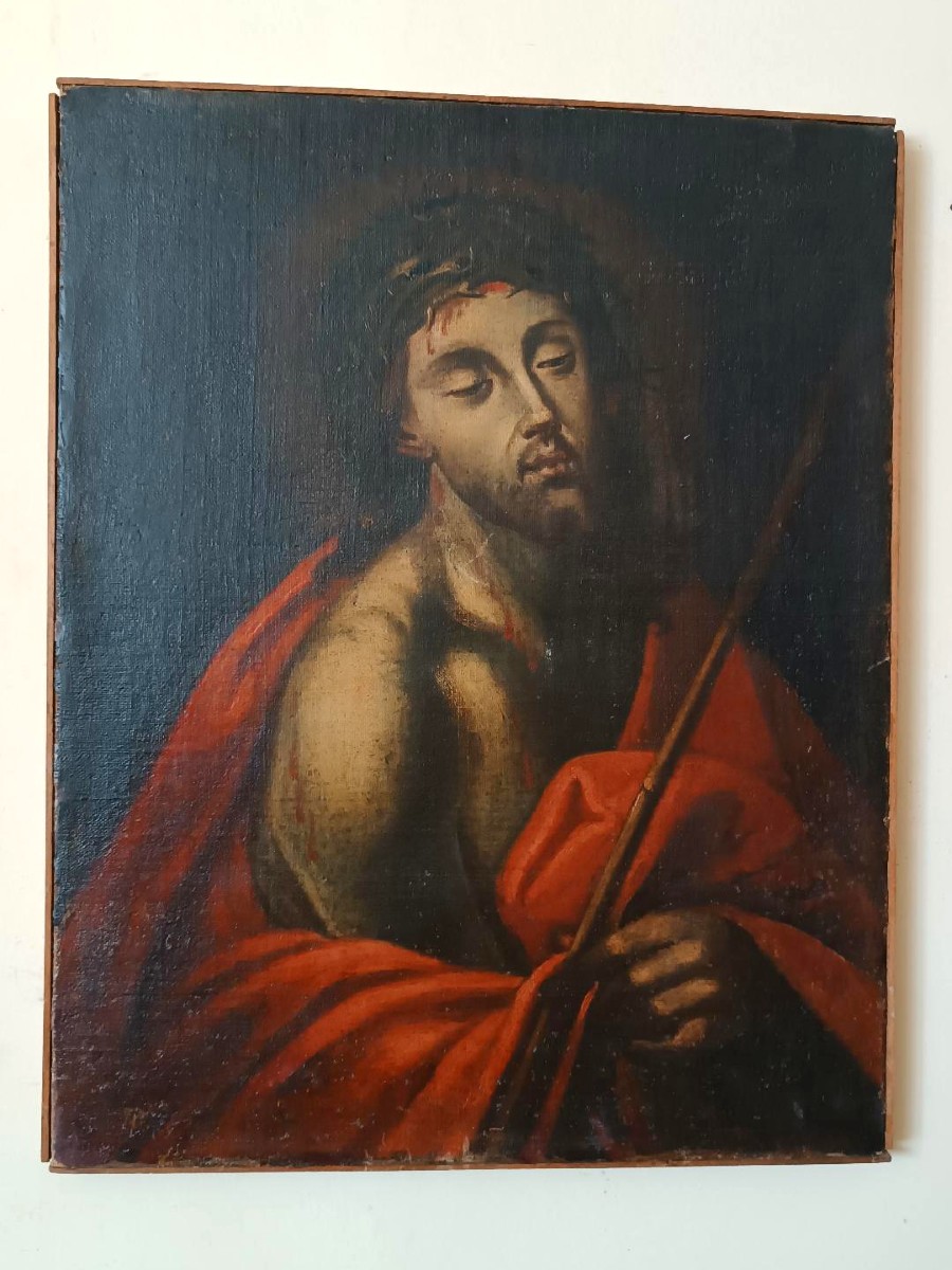 DIPINTO ANTICO OLIO SU TELA CRISTO XVII SECOLO SCUOLA ITALIANA