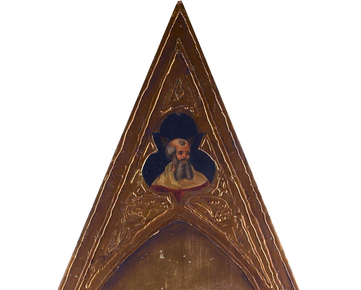 Antico dipinto a tempera su tavola con santi, epoca '800 h.133 cm-photo-3