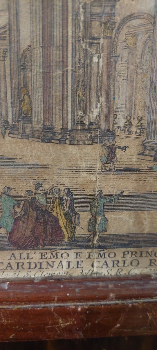 Incisione Acquerellata Interno Della Basilica Di S.Pietro XVIII secolo D.Montagu-photo-5