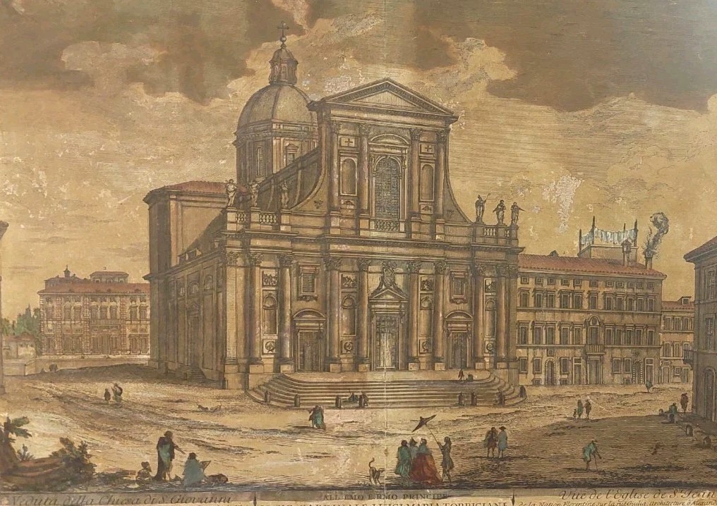 Incisione Acquerellata San Giovanni Dei Fiorentini XVIII secolo D.Montagu-photo-2