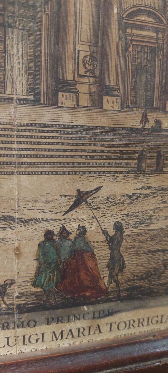 Incisione Acquerellata San Giovanni Dei Fiorentini XVIII secolo D.Montagu-photo-3