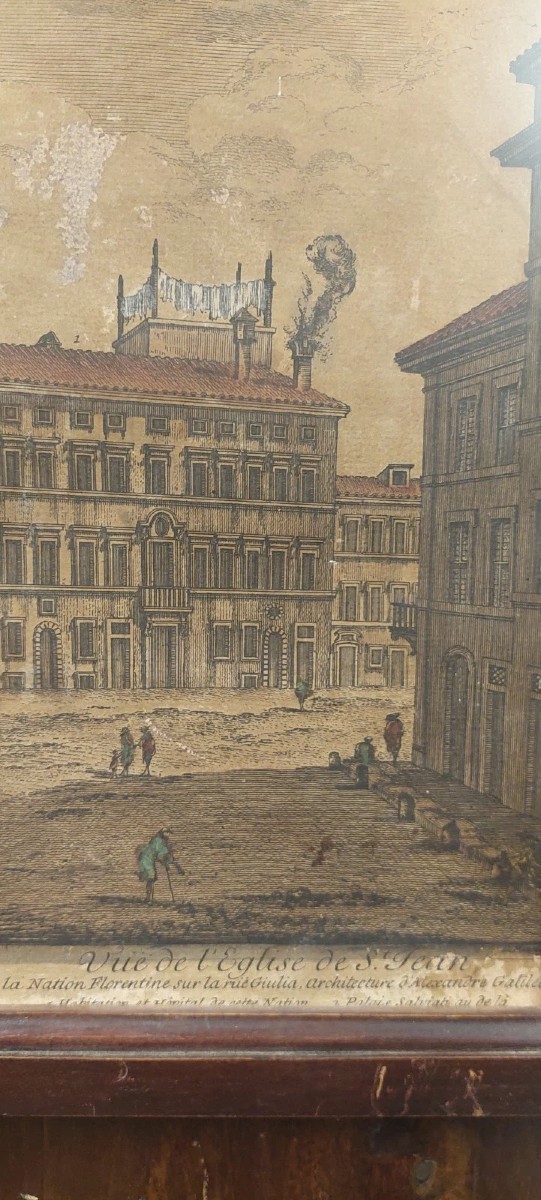 Incisione Acquerellata San Giovanni Dei Fiorentini XVIII secolo D.Montagu-photo-4