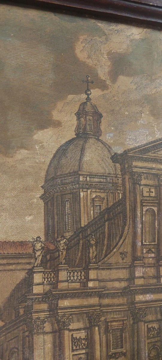 Incisione Acquerellata San Giovanni Dei Fiorentini XVIII secolo D.Montagu-photo-1