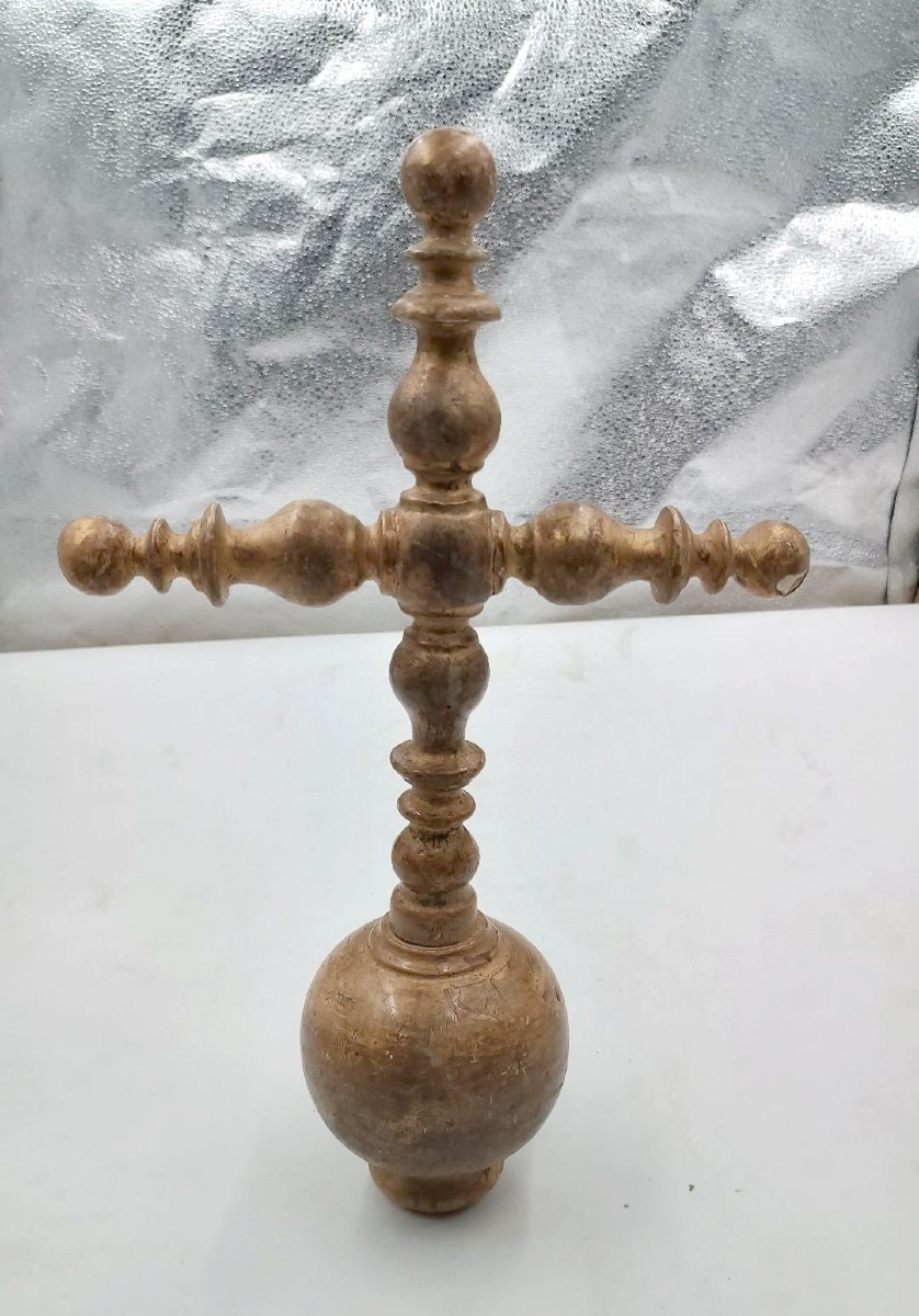 Grande croce processionale legno dorato XVII secolo italia-photo-2