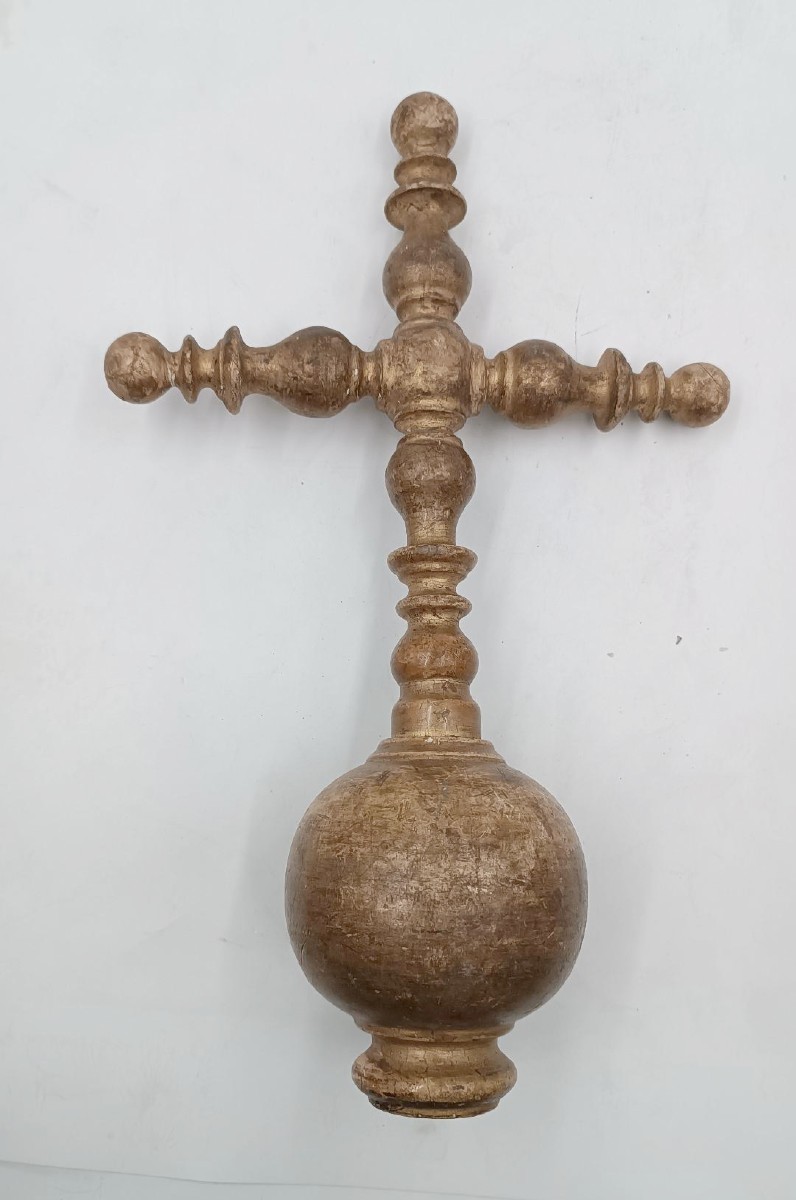 Grande croce processionale legno dorato XVII secolo italia-photo-3