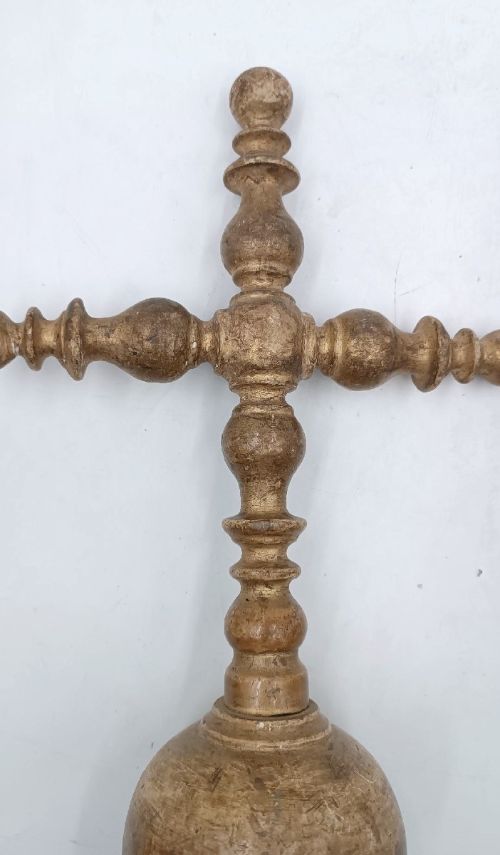 Grande croce processionale legno dorato XVII secolo italia-photo-2