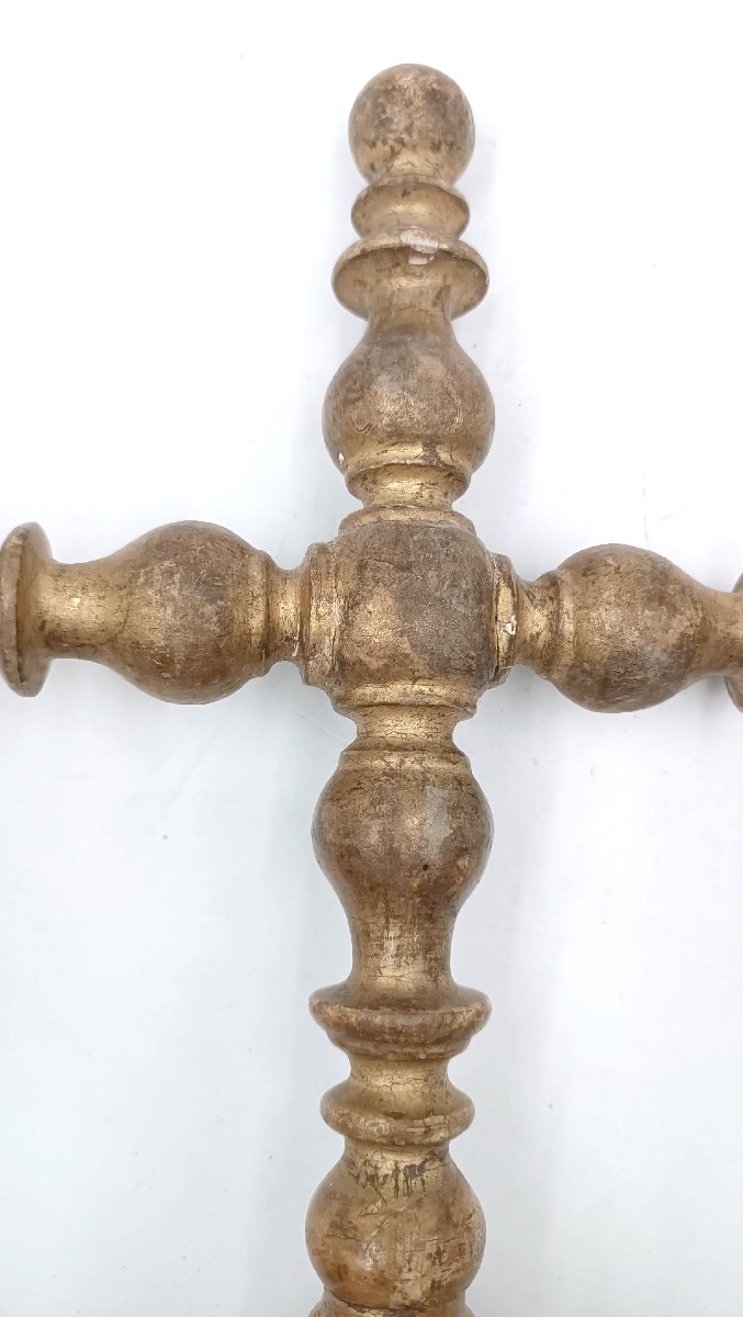 Grande croce processionale legno dorato XVII secolo italia-photo-3